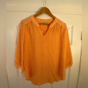 Orange Patterned Women's 100% Silk Top